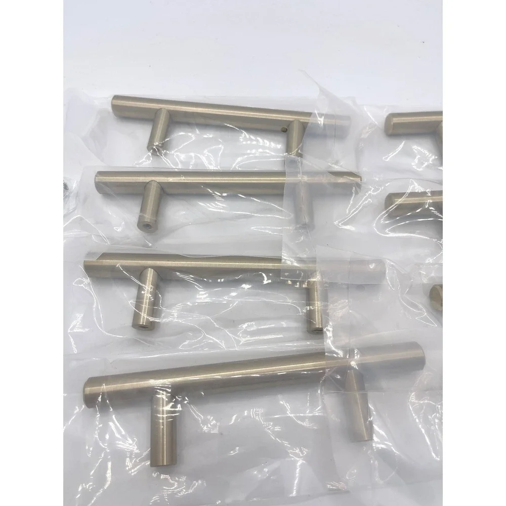 Brushed Brass Cabinet Drawer Pulls‎ Handles Bar Style set of 8 w/Screws 3